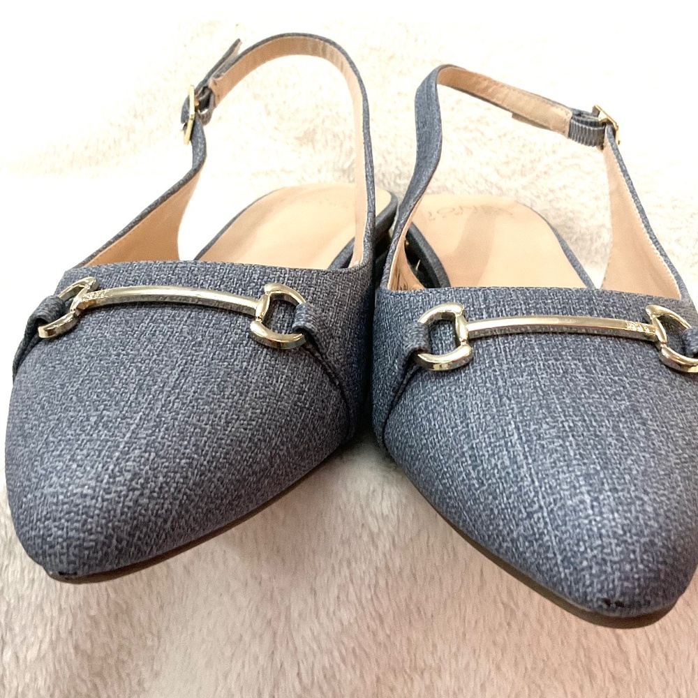 Denim Blue Jones New York Quaden Pointed Low Heel Pointed Toe Slingback Sz 9W - Picture 5 of 14